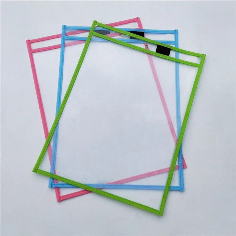 30Pcs Reusable Dry Erase Pockets, Assorted Colors For Children Kids Students