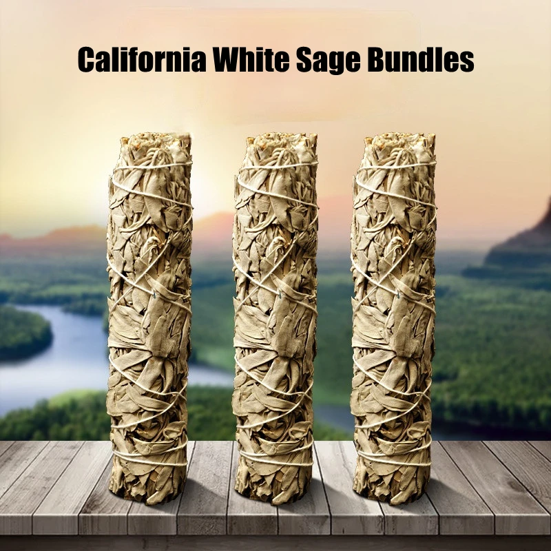 1pc 4pcs California White Sage Bundle Stick Wand Spiritual Indoor Home Incense Sticks Burning Aromatherapy Energy Bundles