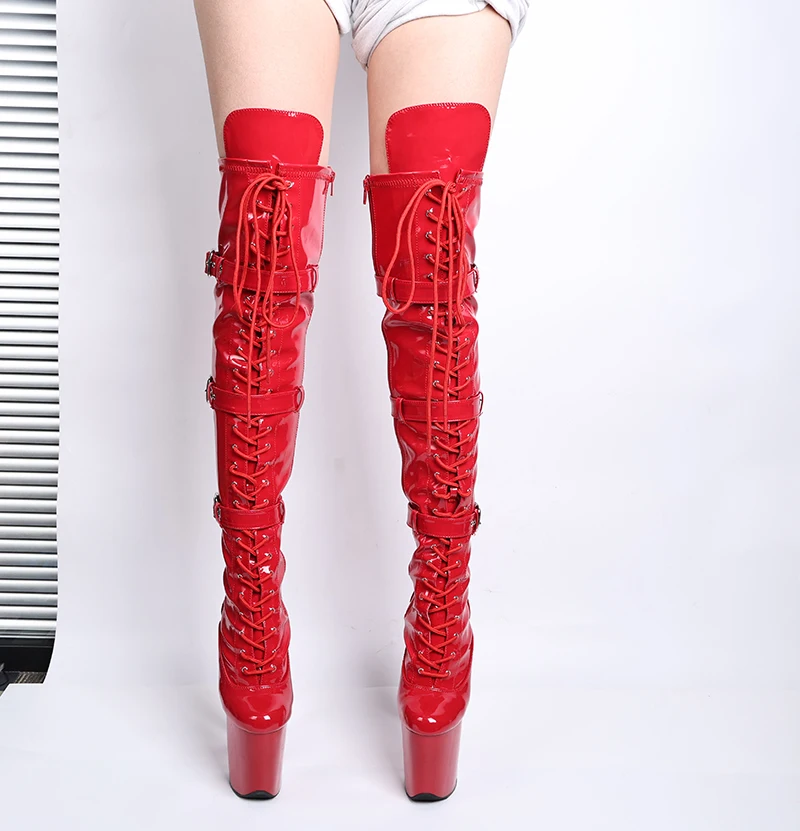 20CM Sexy Super High Heels Flex PU Over Knee Boots Ladie's Thigh High Boots Sexy Women's Shoes