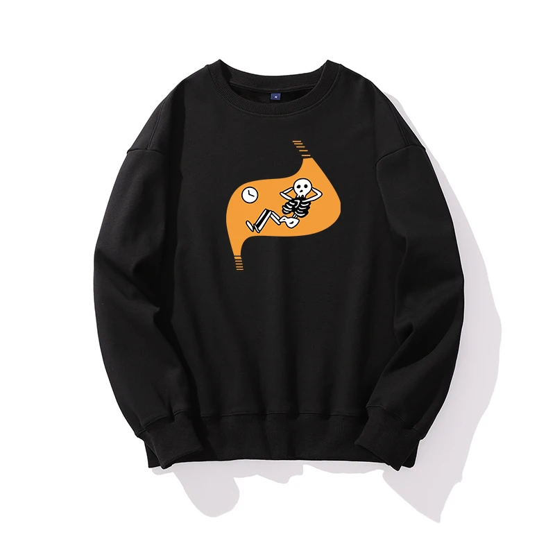 

Skull Anime Peripherals Autumn and Winter Fashion Casual Loose Round Neck For Men Woman Sweatshirt Basic Solid Color High