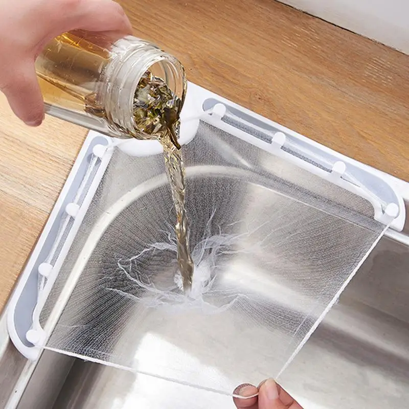 Food Strainer For Sink Over Sink Mesh Organizer Expandable Rice Cloth Triangle Drain Basket Bags Kitchen Strainer Net Accessory