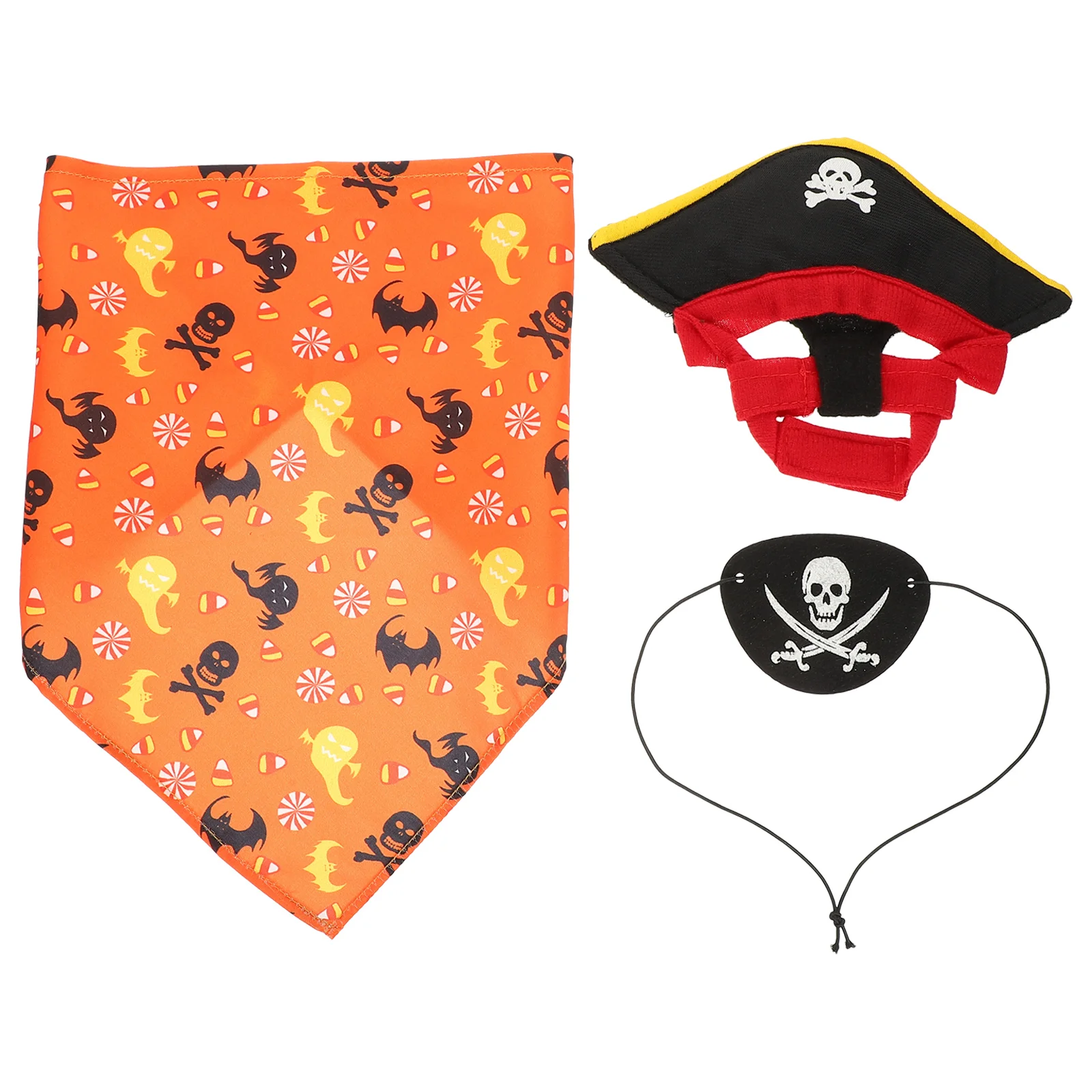 Halloween Pirate Hat Triangle Bandana Set Cat Pumpkin Saliva Pet Costume Photo Props DIY Clothing Decor Party Favors