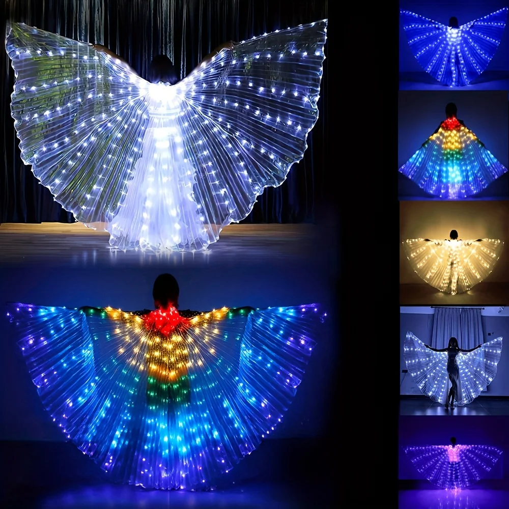 

1pc LED Light-Up Multicolor Glowing Wings & Cape Suitable for Mermaid Costumes Free Luminous Wings for Belly Dance Performances