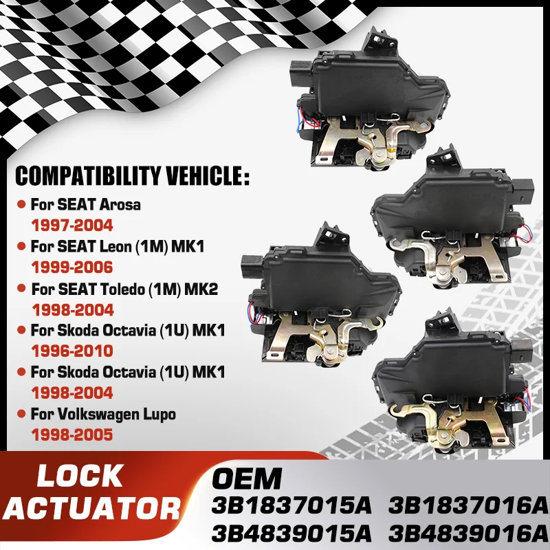 

Front Rear Left Right Door Lock Actuator Central Mechanism For SEAT Arosa SEAT Leon SEAT Toledo Skoda Octavia Volkswagen Lupo