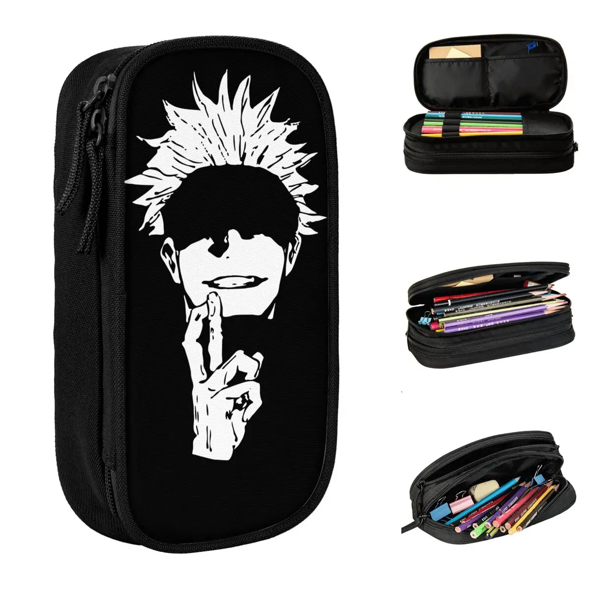 gojo sensei lapis cases jujutsu kaisen anime satoru sorcery fight pen box bags grande armazenamento para estudantes escola 01