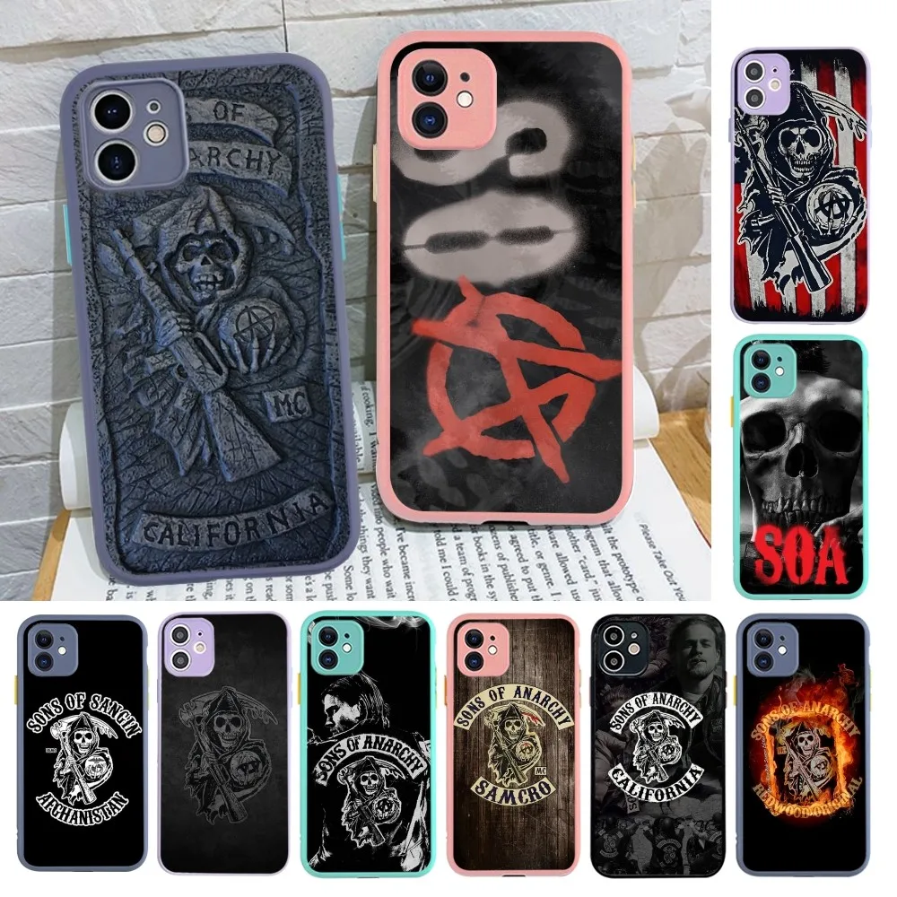 American TV Sons Of Anarchy Phone Case For IPhone 14 X XR XS 7 8 Plus 11 12 13 Pro MAX 13mini Matte Shockproof Case