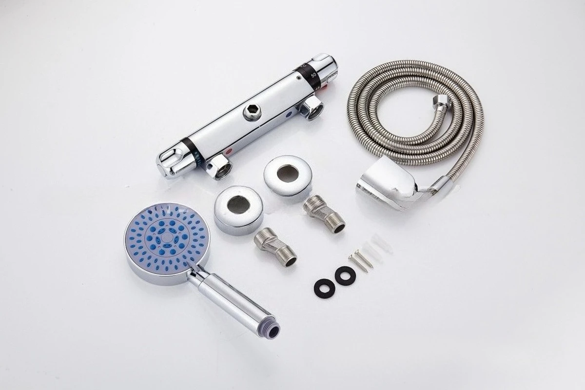 Brass thermostatic shower mixing valve faucet, electroplated color shower shower set 38 ° temperature control