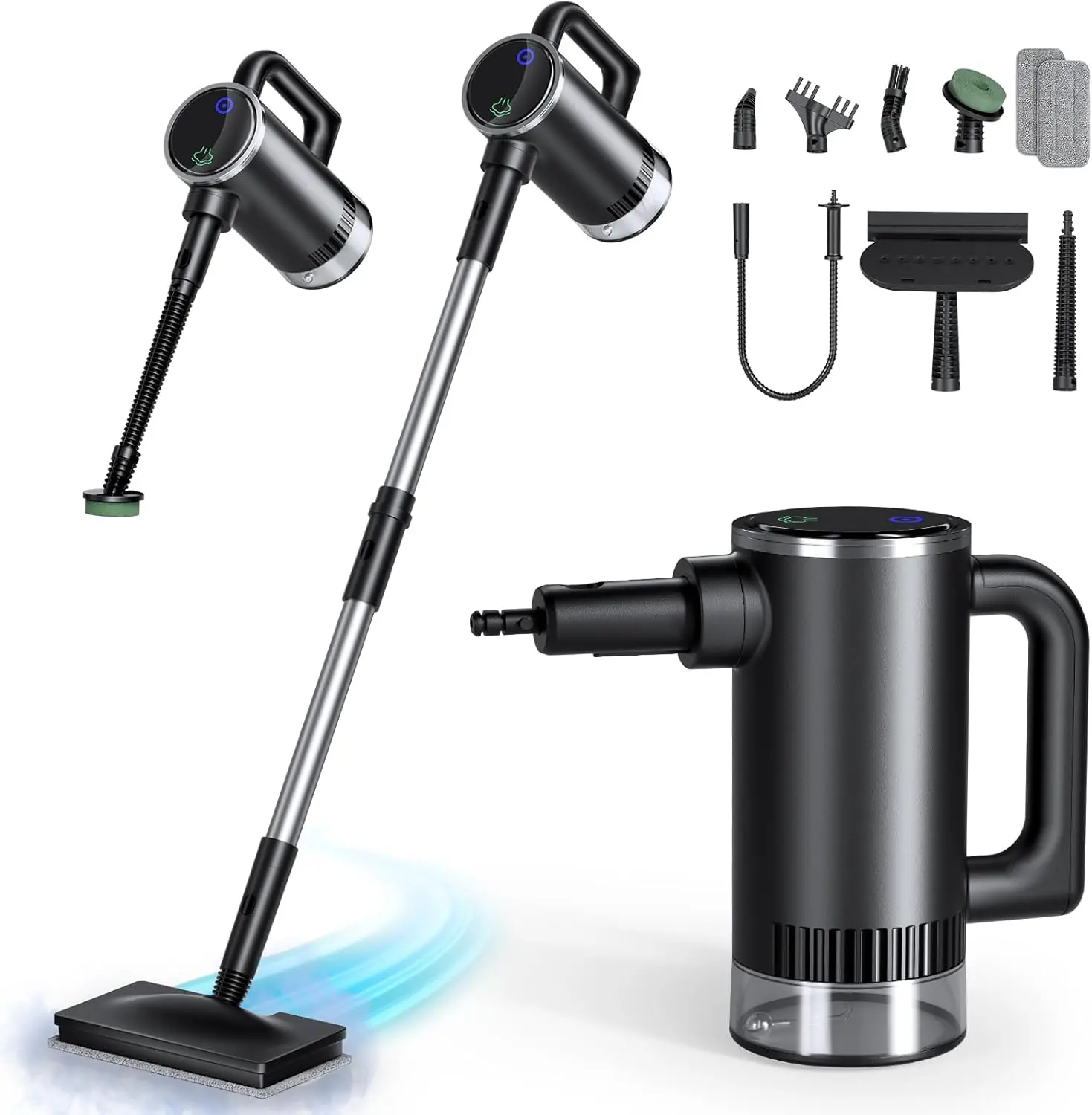 

11-in-1 Steam Mop with 380mL Tank, 260℉ Floor Steamer for Hardwood, Tile, Windows & Kitchen - Multi-Purpose Cleaner