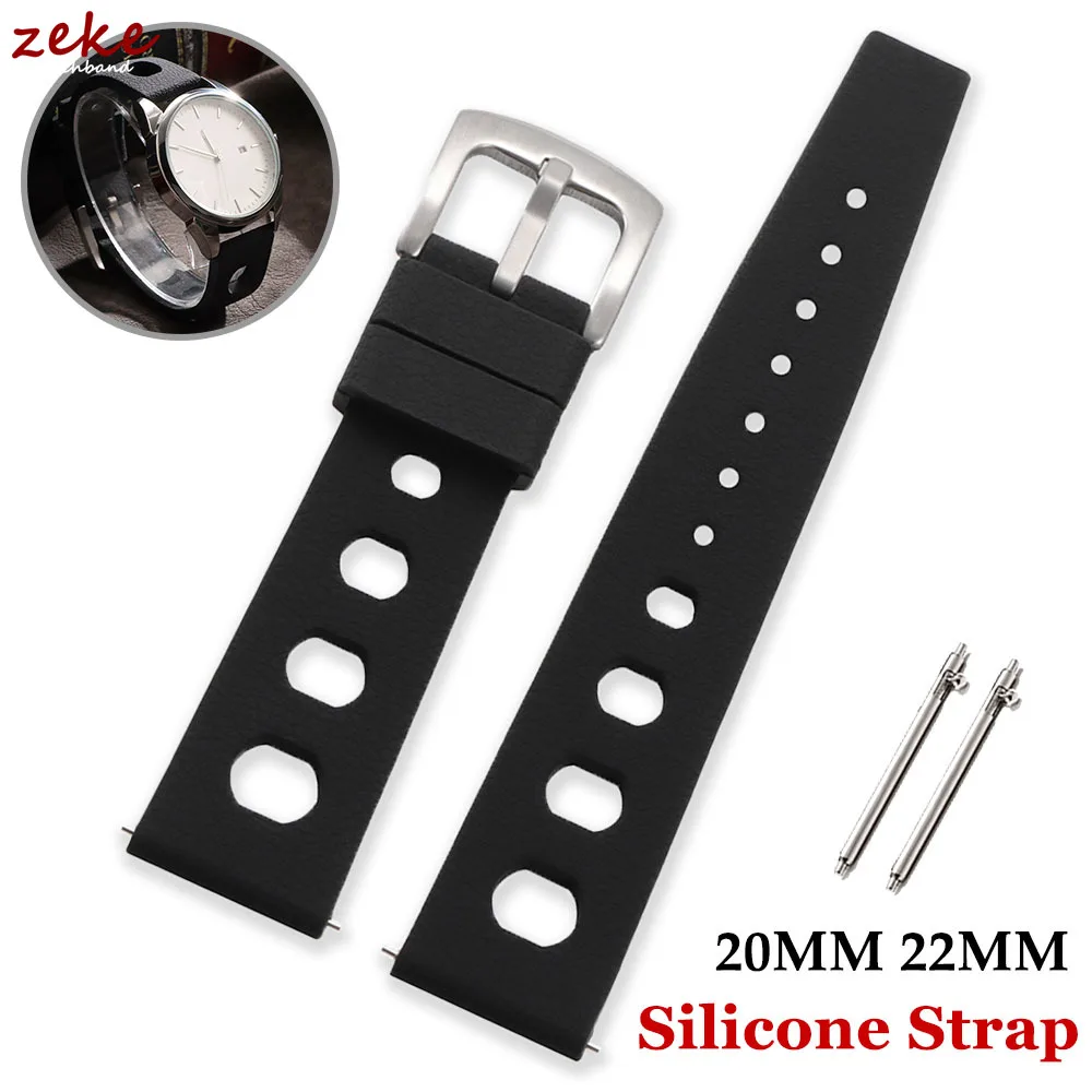 

20mm 22mm Silicone Watch Straps for Oris for Seiko Watch Strap Men‘s Tropical Diving Quick Release Watch Band Wristband Bracelet