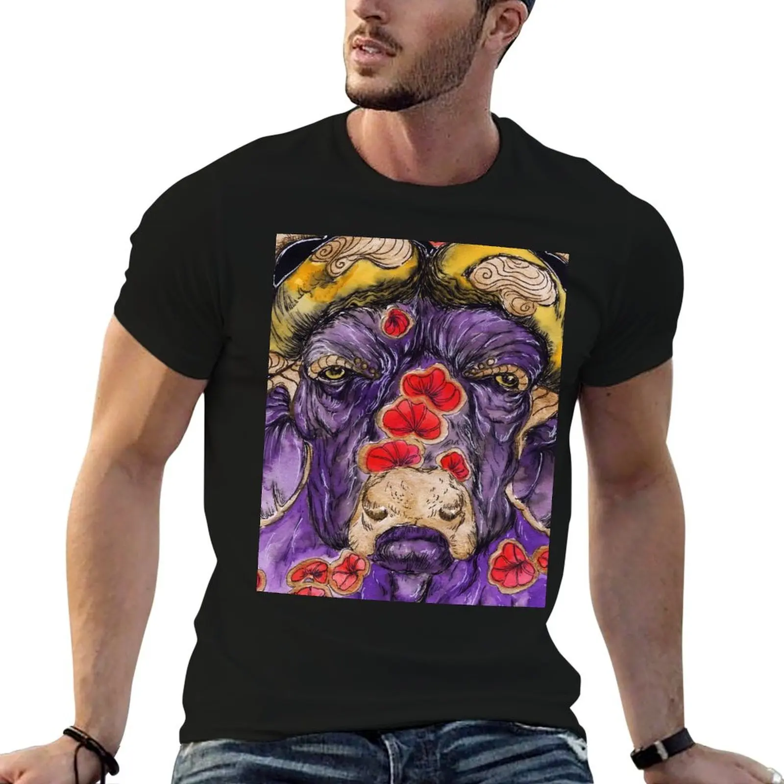 Mystic Steampunk Ox T-Shirt Fashion Print Casual Short Sleeve