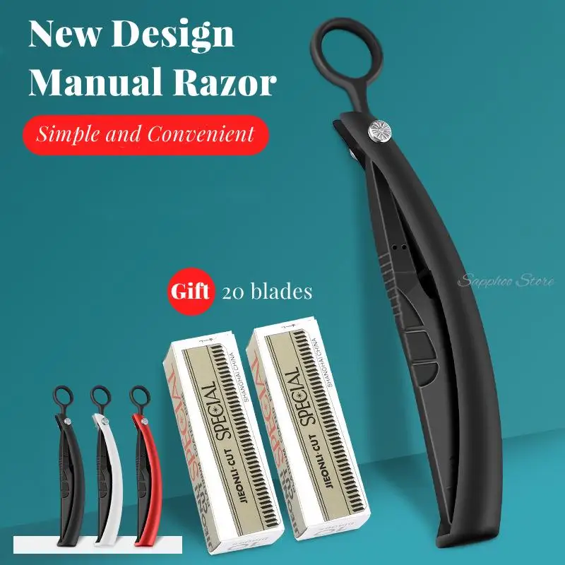 

Men Shaving Barber Tools Black Red White Folding Shaver Knife Stainless Steel Straight Safety Razor Barbearia Holder Zinc Alloy