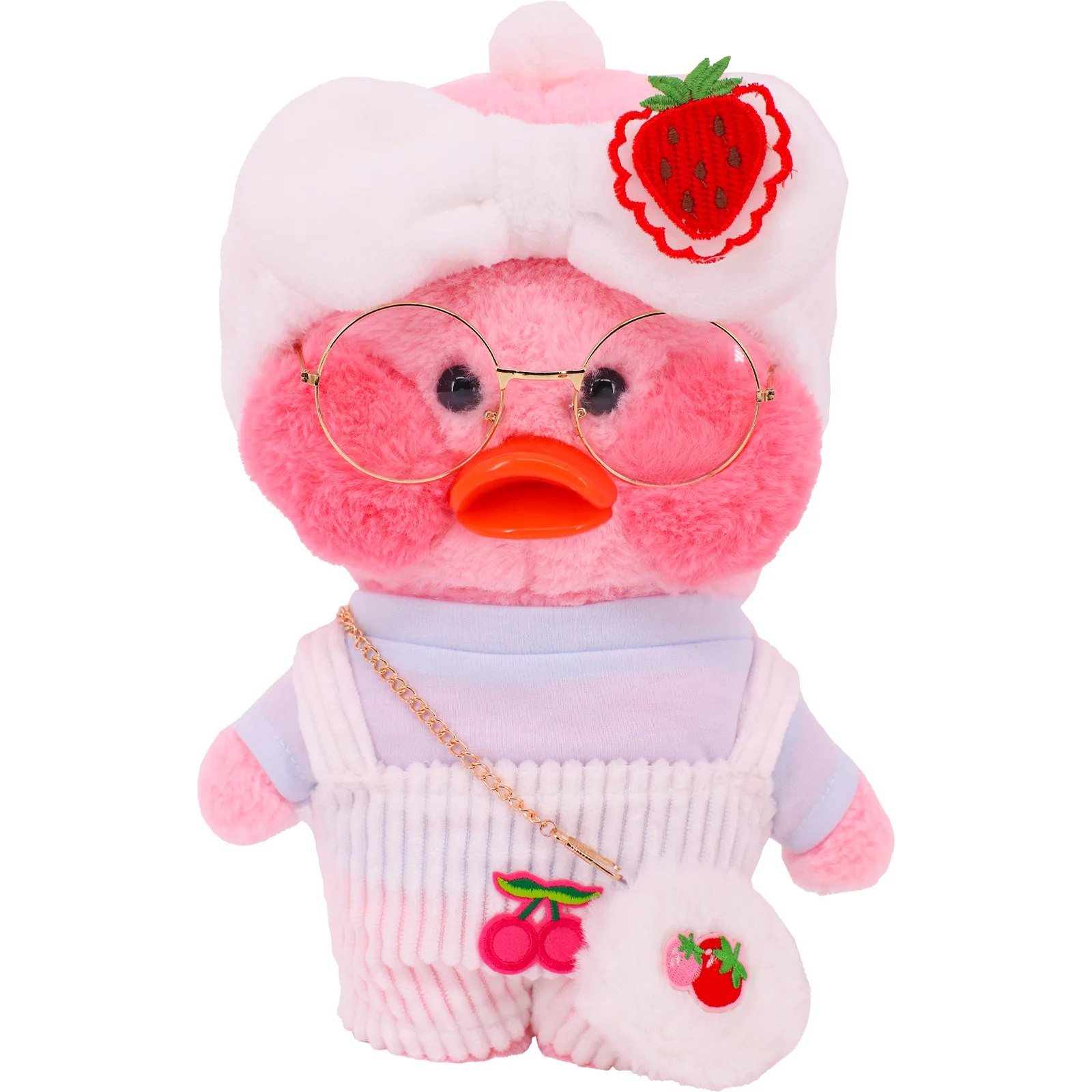 30cm Cafe Duck Clothes Hoodie Cartoon LaLafanfan Plush Toy Stuffed Soft Duck Doll Toys Animal Birthday Girl`s Gift for Kids DIY