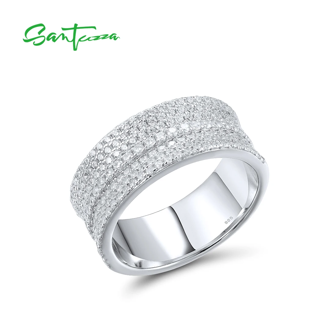 

SANTUZZA Genuine 925 Sterling Silver Rings For Women Sparkling White Cubic Zirconia Solitaire Ring Gorgeous Trendy Fine Jewelry