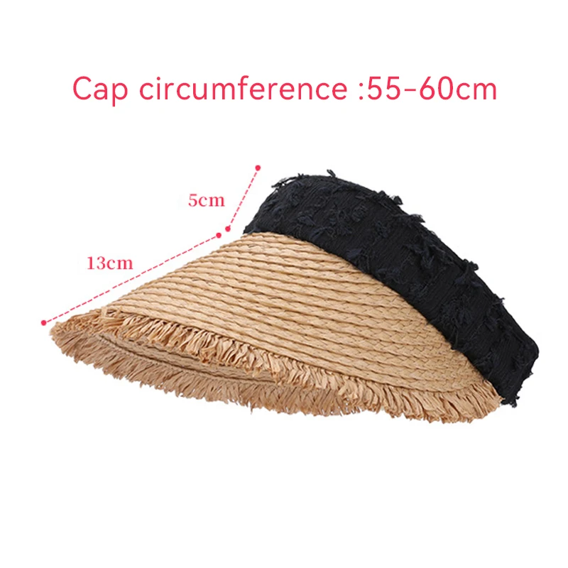 Odporny na słońce kapelusz słomkowy damski letni kapelusz przeciwsłoneczny z szerokim rondem plażowa osłona przeciwsłoneczna Casual Emp Top Hat na wycieczki wakacyjne Odporny na promieniowanie UV