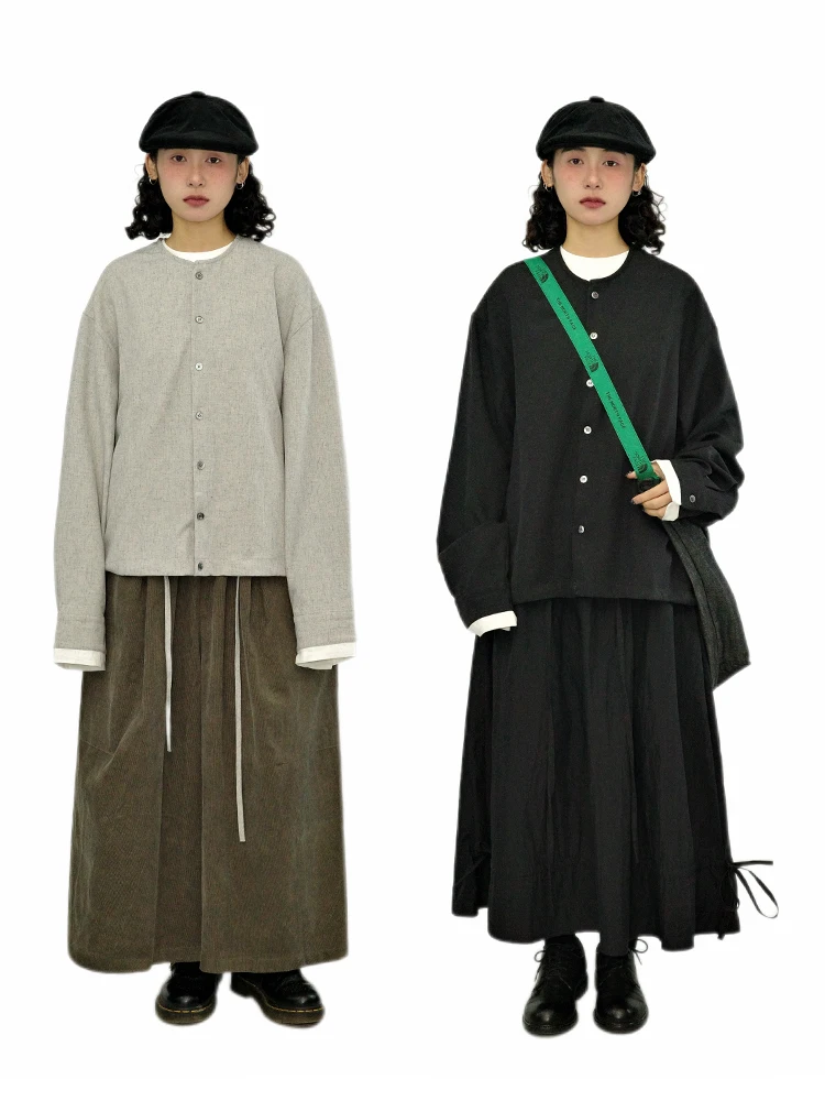 

Кардиган Gulu Oh в ретро-японском стиле, унисекс, простой универсальный топ, модный дизайн, верхняя одежда с завязками, весна-осень