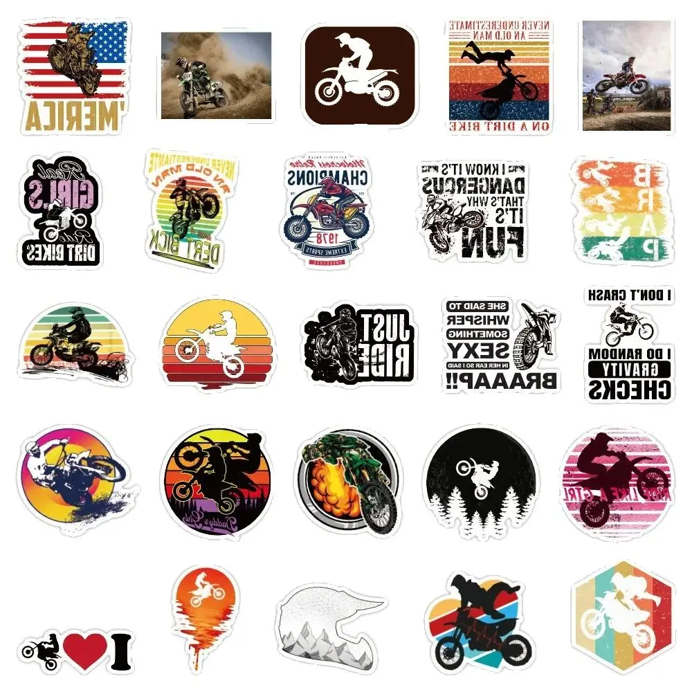 สติกเกอร์ลายการ์ตูนมอเตอร์ครอสแบบวาดๆ สร้างสรรค์ 50 ชิ้น สำหรับติดจักรยาน สกู๊ตเตอร์ แล็ปท็อป คอมพิวเตอร์