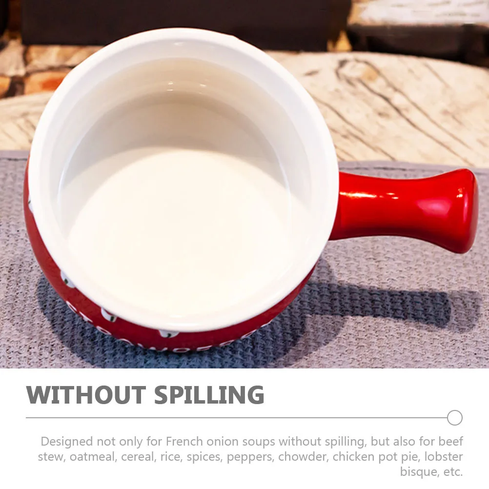 

Adorable Ceramic Soup Bowl Handheld Multi-Function Baking Food Bowl for Daily Cooking French Onion Soup Oatmeal Stew Ramen