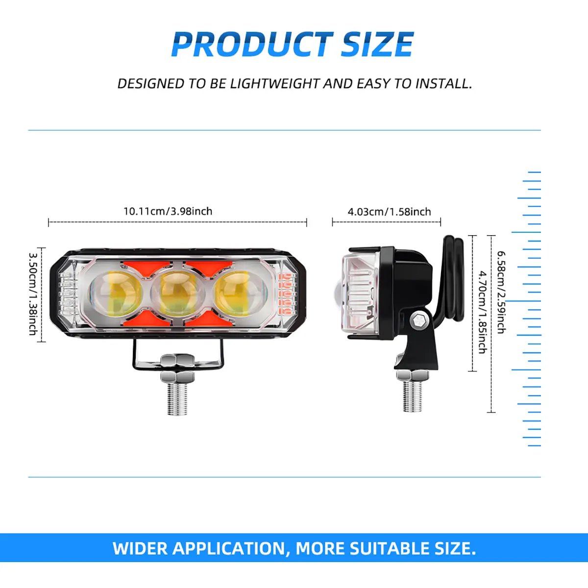 3Lens 4Lens Motorcycle LED Laser Spotlights White Yellow Flashing External Headlight High Low Beam DRL Driving Light Waterproof