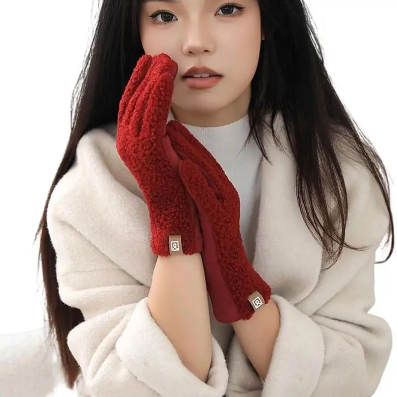 39BD Women Winter Gloves Fingerless Grip Flexibility Gloves for Outdoor Ski Cycling