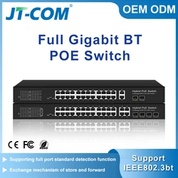 Коммутатор PoE Gigabit uplink BT, 4*1000 м, комбинированные порты TP/SFP и порты PoE 24*1000 м, 22 порта, Поддержка стандарта IEEE802.3af/at/bt PoE,