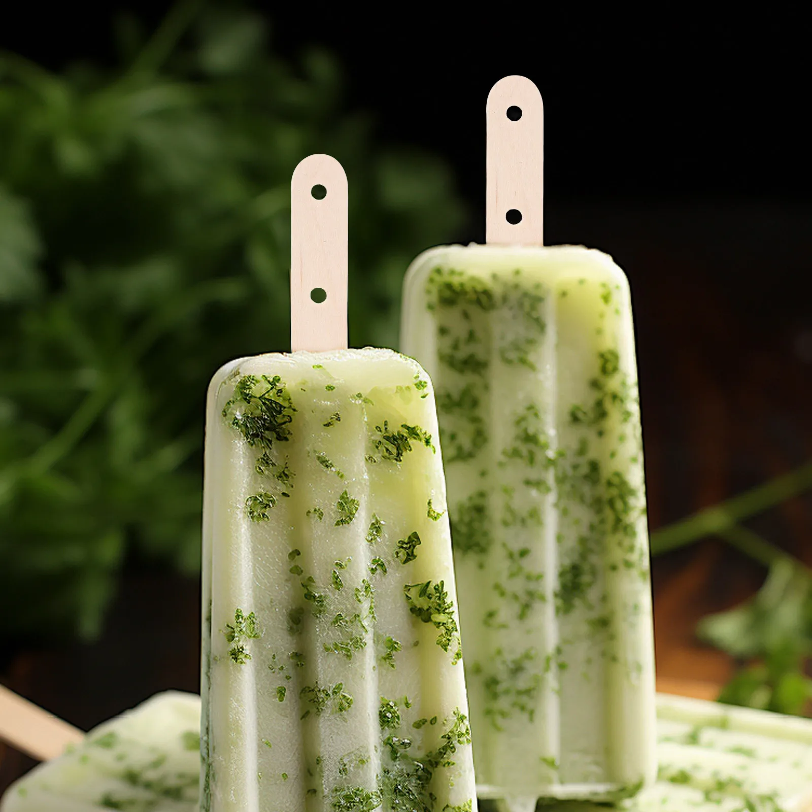

100pcs Popsicle Sticks Craft Wood Pieces Durable Pre Drilled Holes Commercial Use Cakesicle Molds Ice Cream Bars