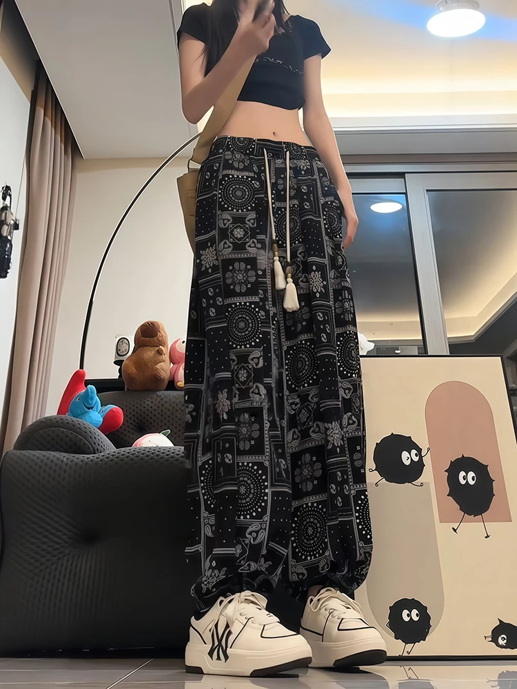 

Новые китайские брюки из ледяного шелка для мужчин: летние, тонкие, быстросохнущие, широкие, фасона «фонарь», с манжетами, для защиты от солнца, пляжные