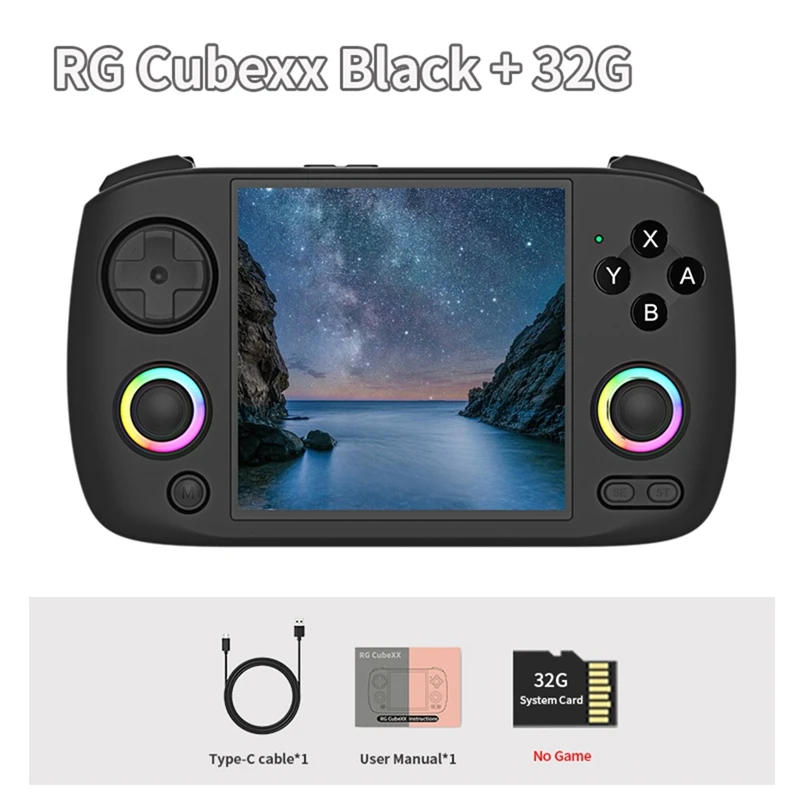 RG Cubexx Retro Handheld Games Console 32GB RGB Joystick Video Gaming Player Supports WIFI Bluetooth HD TV Connection A