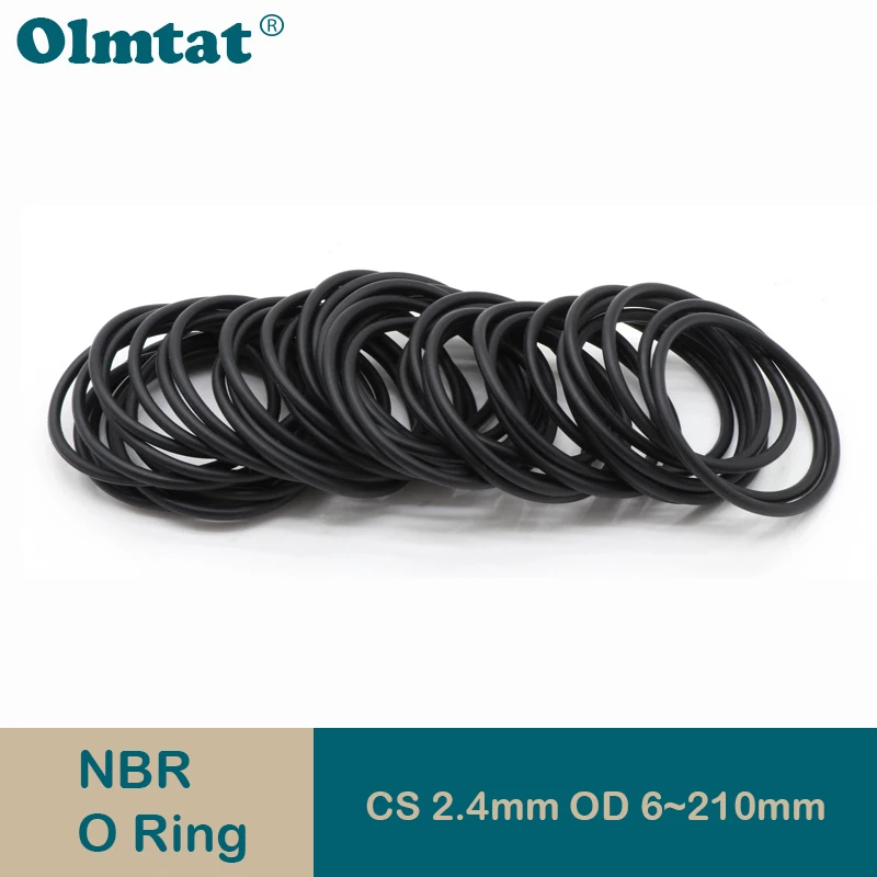 10/50Pcs NBR O Ring Gasket Thickness CS 2.4mm OD 6~180mm Nitrile Rubber Round O Type Corrosion Oil Resist Sealing Washer Black