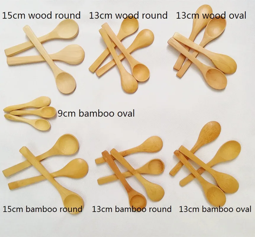 100pcs 9cm 13cm 15cm Bamboo Wooden Spoons Honey Spoon Baby Spoon