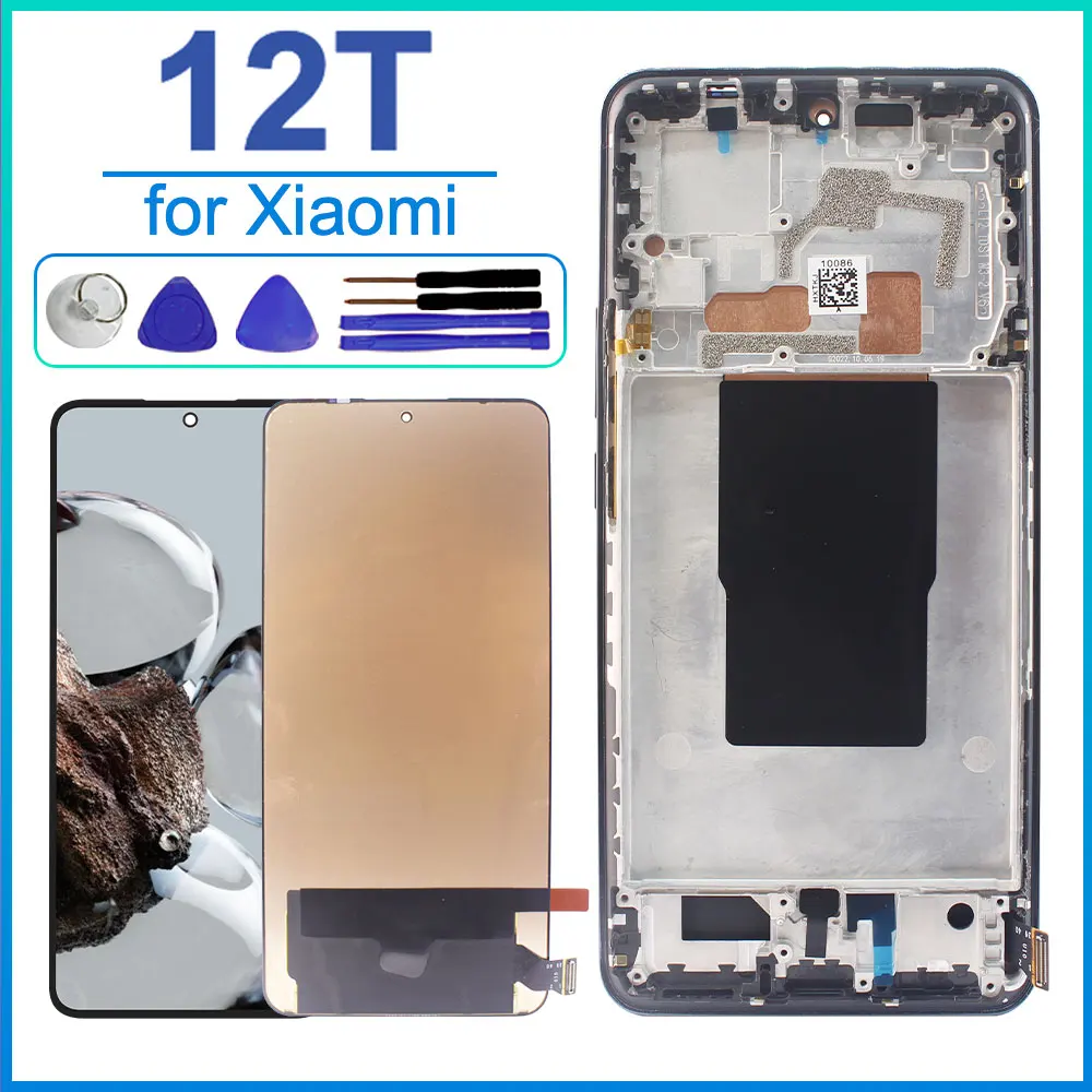 Super AMOLED LCD for Xiaomi 12T LCD Display Touch Screen Digitizer Assembly for Xiaomi 12T 22071212AG Phone Screen Replacement