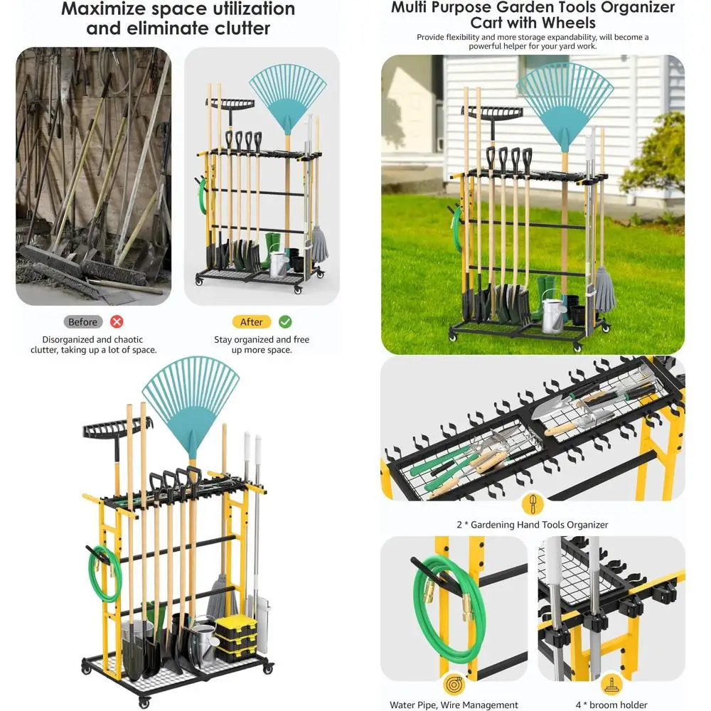 

Garage Storage Cart with Wheels for Outdoor Yard, Home Storage, and Tool Organization