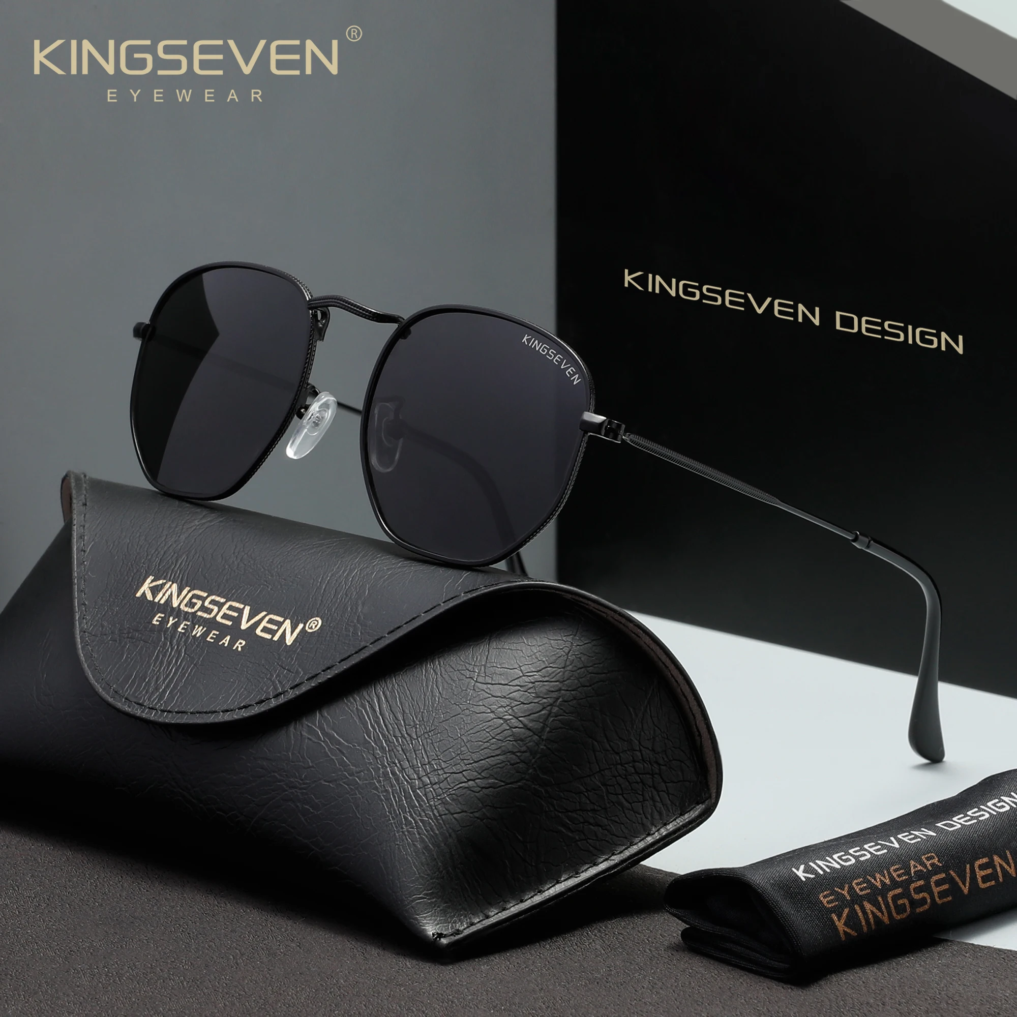 KINGSEVEN Light Weight Thin Frame Polarized Sunglasses Men Women Casual Driving Outdoor Eyewear UV400