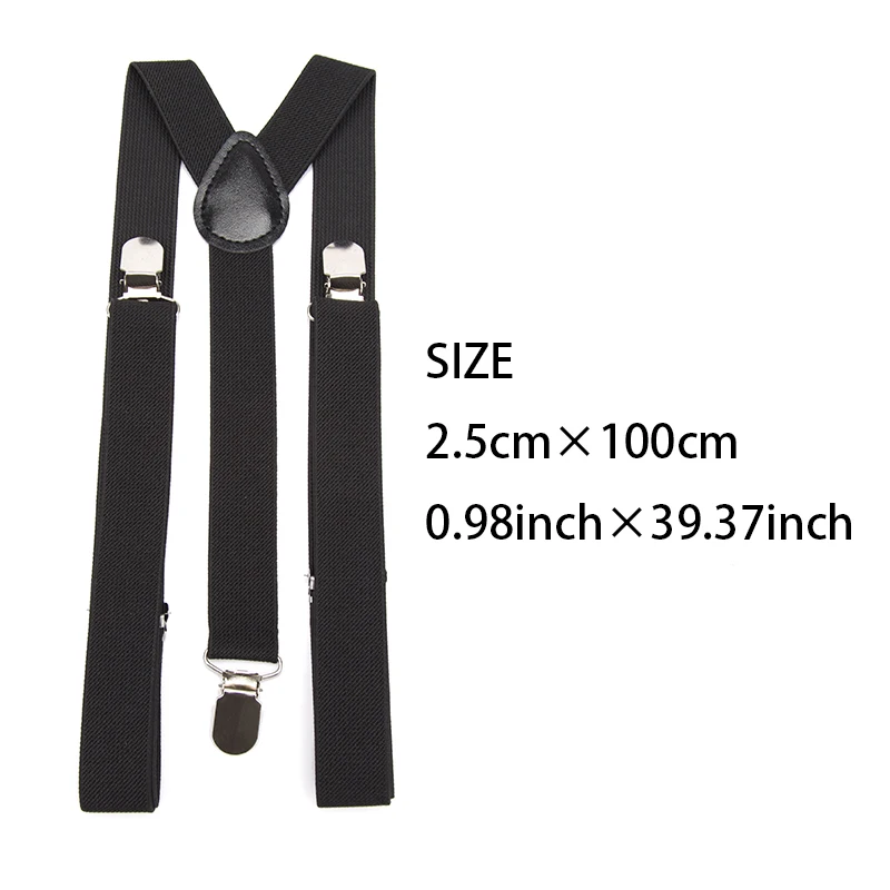 Solid Color Elastic Leather Suspenders Braces Men Women Black Blue Red Adjustable Straps For Wedding Gift Suit Skirt Accessories