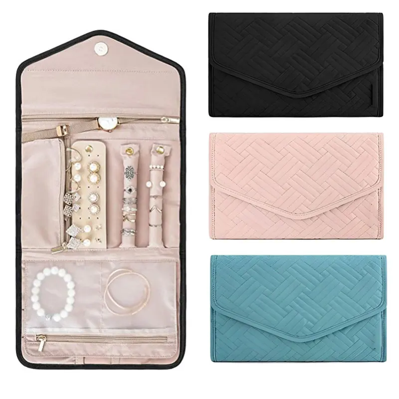 

Foldable Fashion Portable Jewelry Bag, Large Women's Travel Jewelry Roll, Necklace Earring Ring Jewellery Display Storage Bag