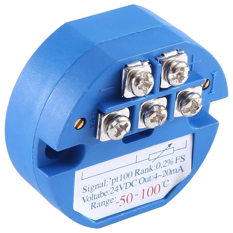 

RTD PT100 Temperature Transmitter Module Thermal Resistance -50-100°C DC24V Output 4-20MA Easy Install