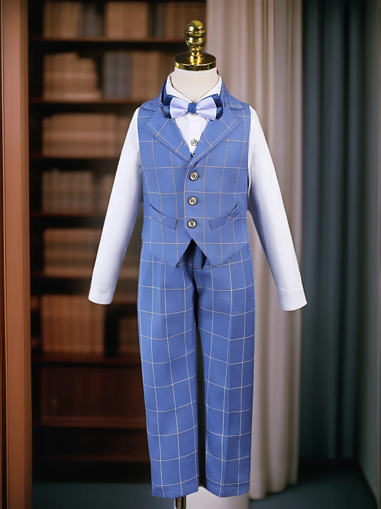 Children's Autumn Winter Suit Set Flower Boys Wedding Dress Kids Formal Piano Host Speech Performance Blazer Suit Set