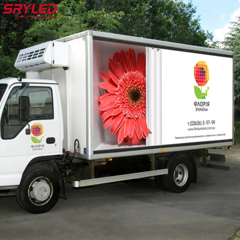 SRYLED Outdoor Led Truck Display Screen 4G/USB/WIFE Full Color HD Big Mobile Advertising P10 LED Panel