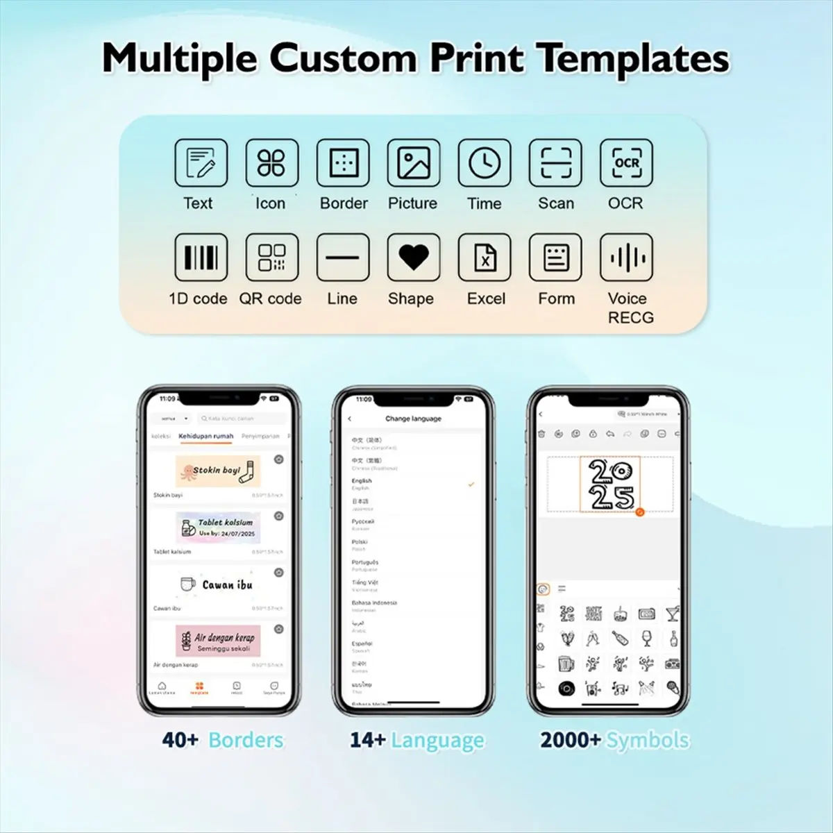 Portable Label Maker D12 Adhesive Sticker Printer Bluetooth Inkless Mini Labeling Machine Thermal Printer