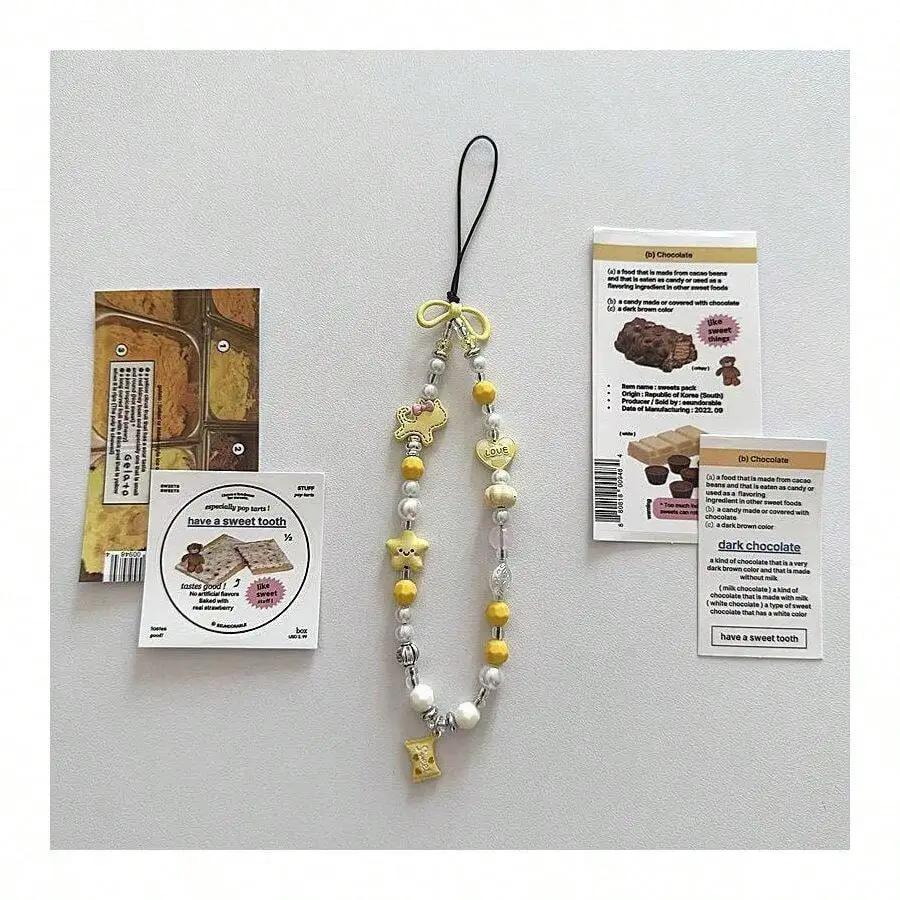 

Cartoon Star Beaded Phone Hanging Chain Keychain Pendant Anti-Lost Strap