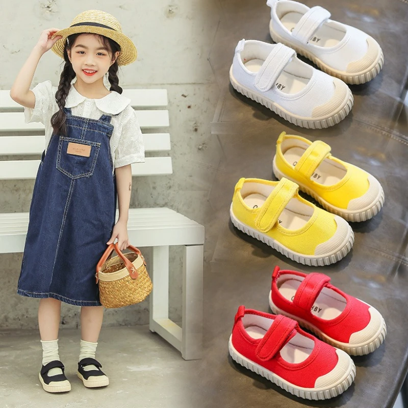 Child Canvasshoe2026seasonnew Korean Versiongirl Soft Soled Boardshoecasualgirl Lightweight Anti Slip Campus Student Walkingshoe