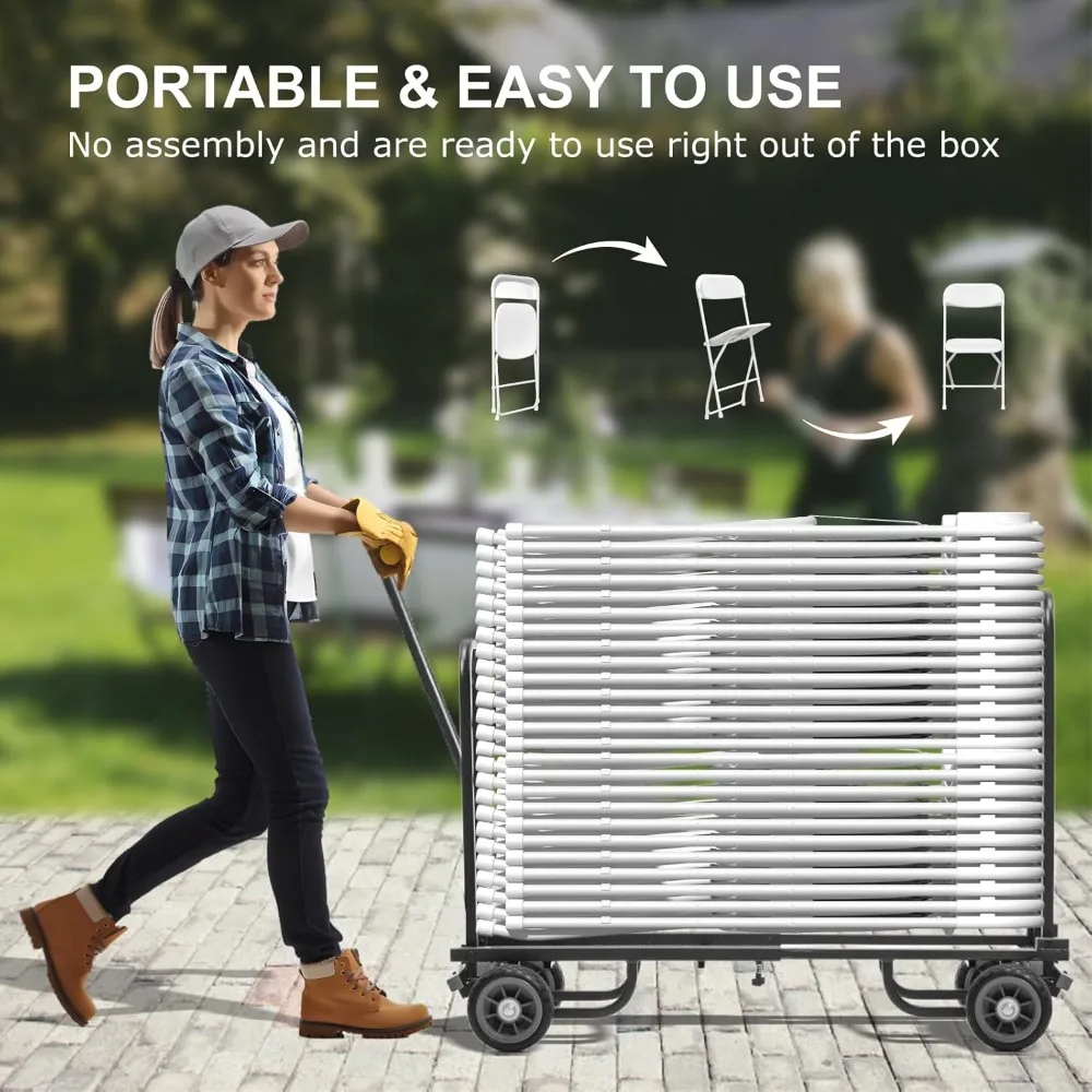 Portable Folding Chairs White 18-Pack, Durable Plastic for Outdoor and Indoor Use, 350lb Capacity, Lightweight Event Chairs