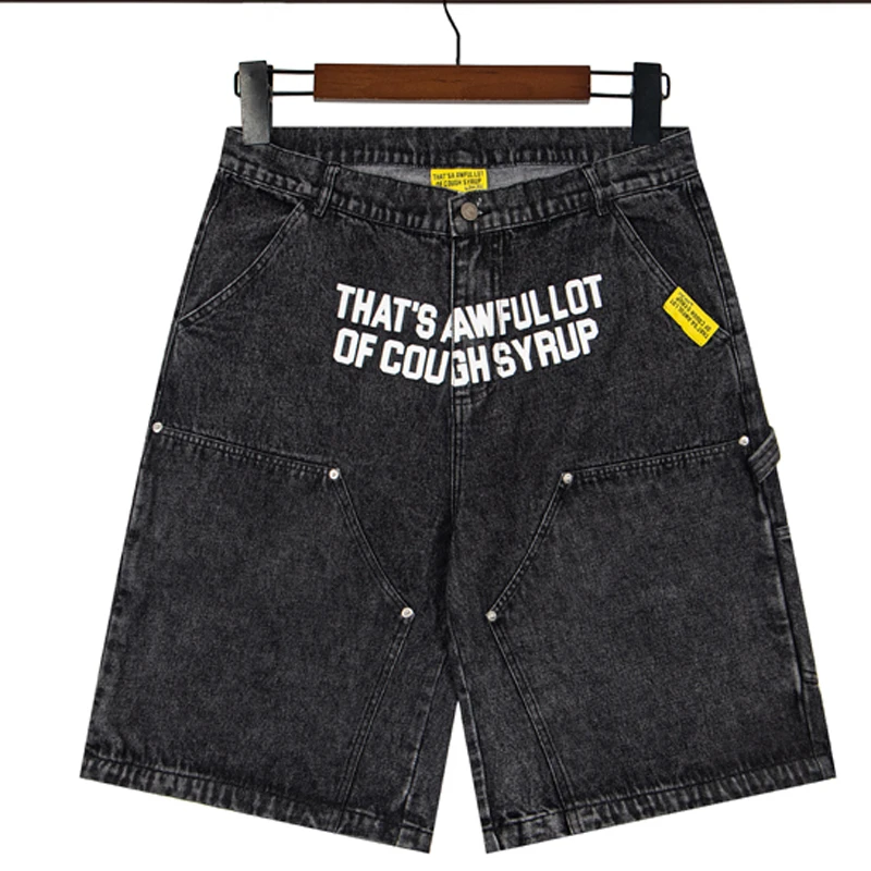 

American Streetwear That's A Awful Lot of Cough Syrup Denim Shorts Men's Women's Leisure High Quality Jeans