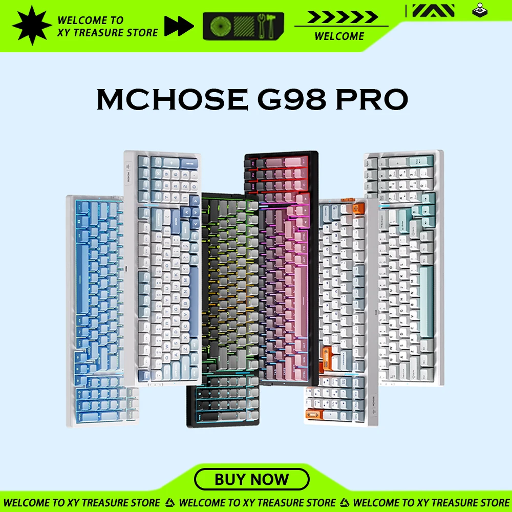 MCHOSE G98 Pro 2.4G Wireless Mechanical Keyboard PBT Keycaps Gasket RGB Hot Swap Customized Gaming Keyboards Pc Accessories