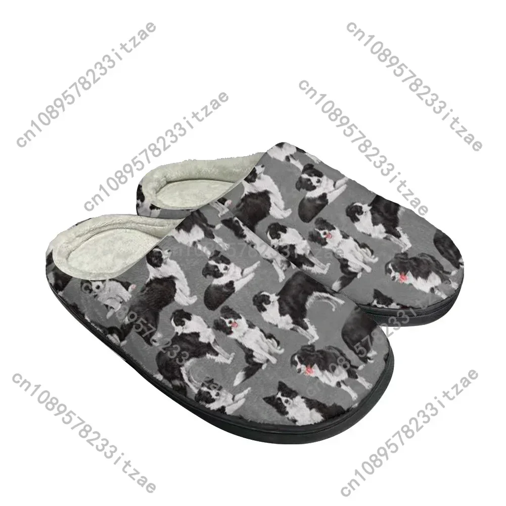 Hot Border Collie Fashion Cotton Custom Slippers Mens Womens Teenager Plush Casual Keep Warm Shoes Thermal Comfortable Slipper