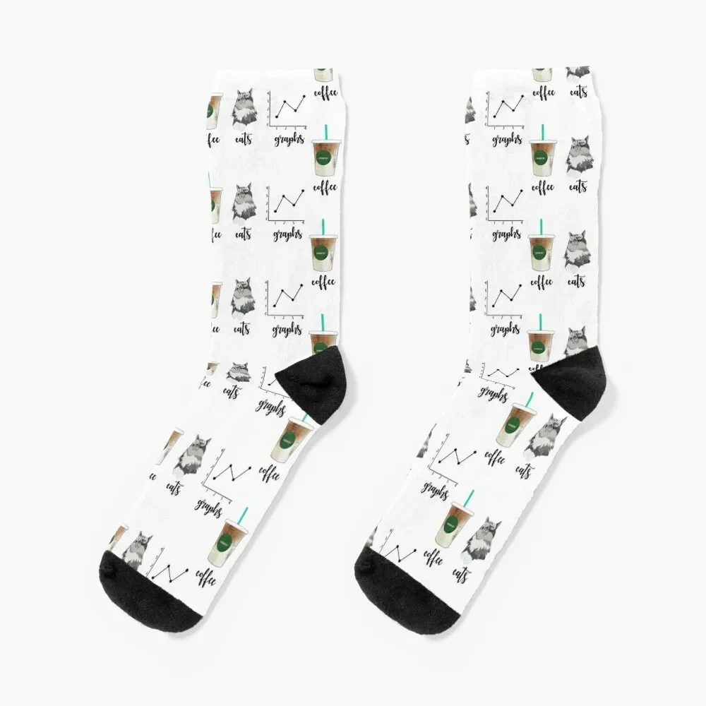 Coffee Cats and Graphs Socks Hiking boots cartoon Men's funny gifts Ladies Socks Men's