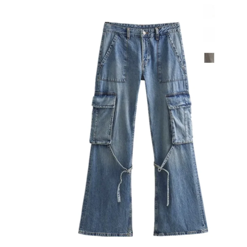 

Американская рабочая одежда в стиле ретро, джинсы с несколькими карманами, длинные брюки с тяжелой талией, прямые брюки, глубокие и светлые цвета