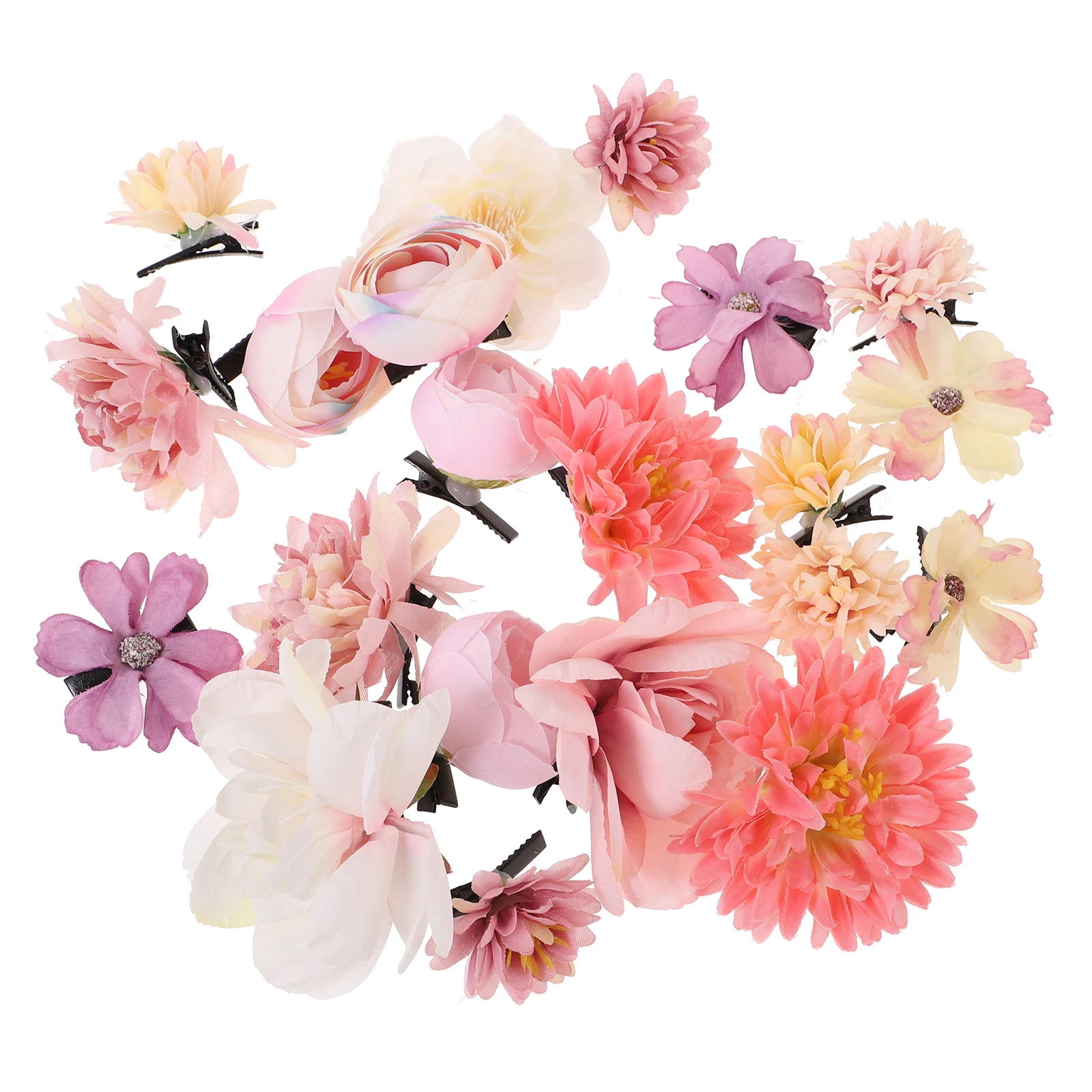 

21pcs Flower Clips 3D Floral Hair Accessories Elegant Summer Wedding Hairpins Layered Petal Design Non-Damaging Barrettes For