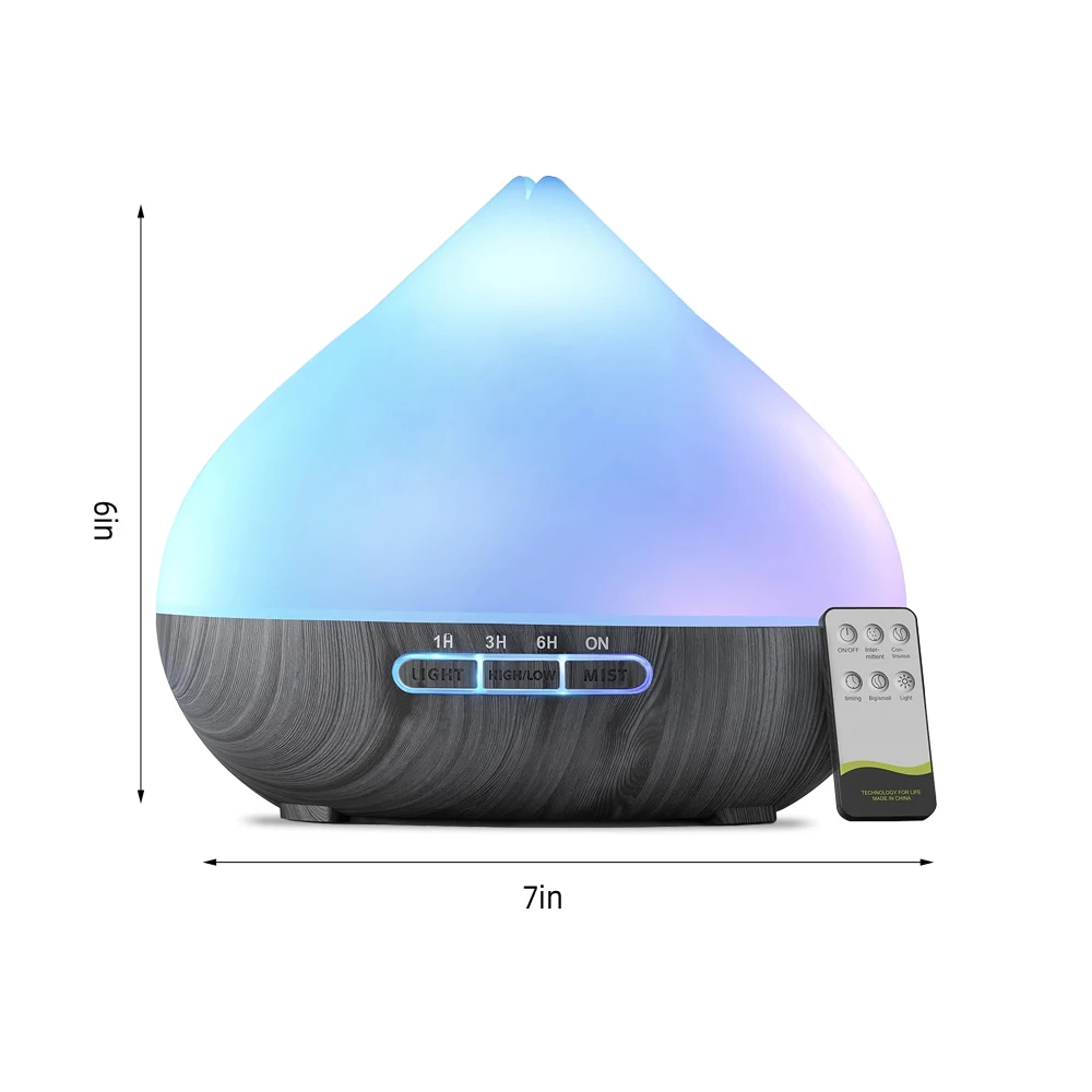 

Aroma Diffuser with Remote Control Timer 6 Oil Set 500ml Cool Mist Humidifier for Large Room