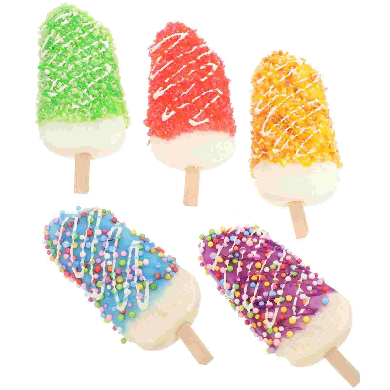 5 Pcs Simulated Ice Adornment Food Fake Props Model Pu Artificial Simulation Child Desktop Decor