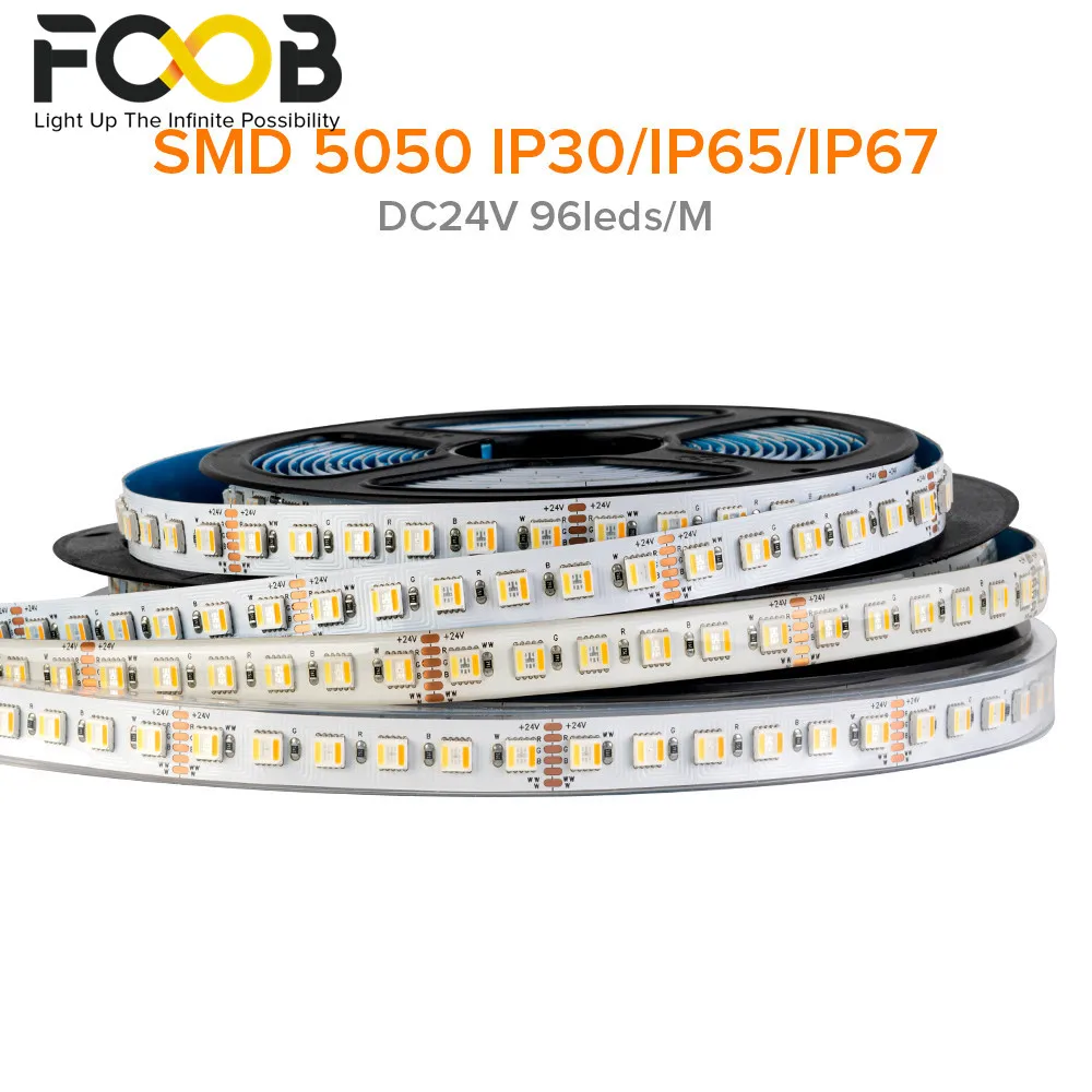 5050 SMD RGBCCT 5 Colors in 1 Led Strip IP30 IP65 IP67 Waterproof 24V 96Leds/M White/Red/Blue/Green/RGB Led Tape Room Decor